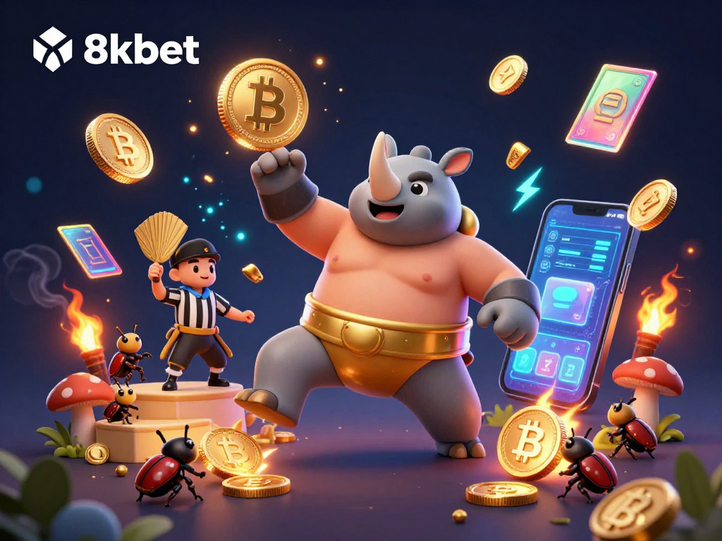 Watch the 8xbet beetle champion stomp powerful wins with golden coins flying in an exciting 3D casino scene.