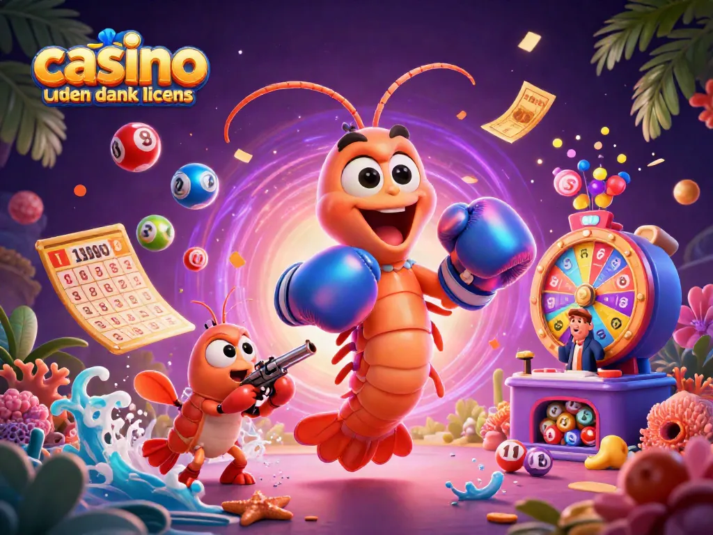 Engage with casino uden dansk licens through a vibrant 3D illustration showcasing dynamic lottery elements.
