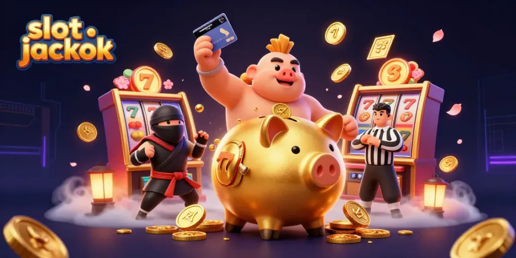 Experience the excitement of slot jackpots in this vivid 3D casino scene.