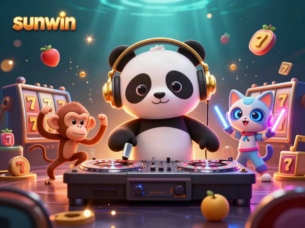 Experience the thrill of sunwin through dynamic 3D casino characters engaging in exciting gambling activities.