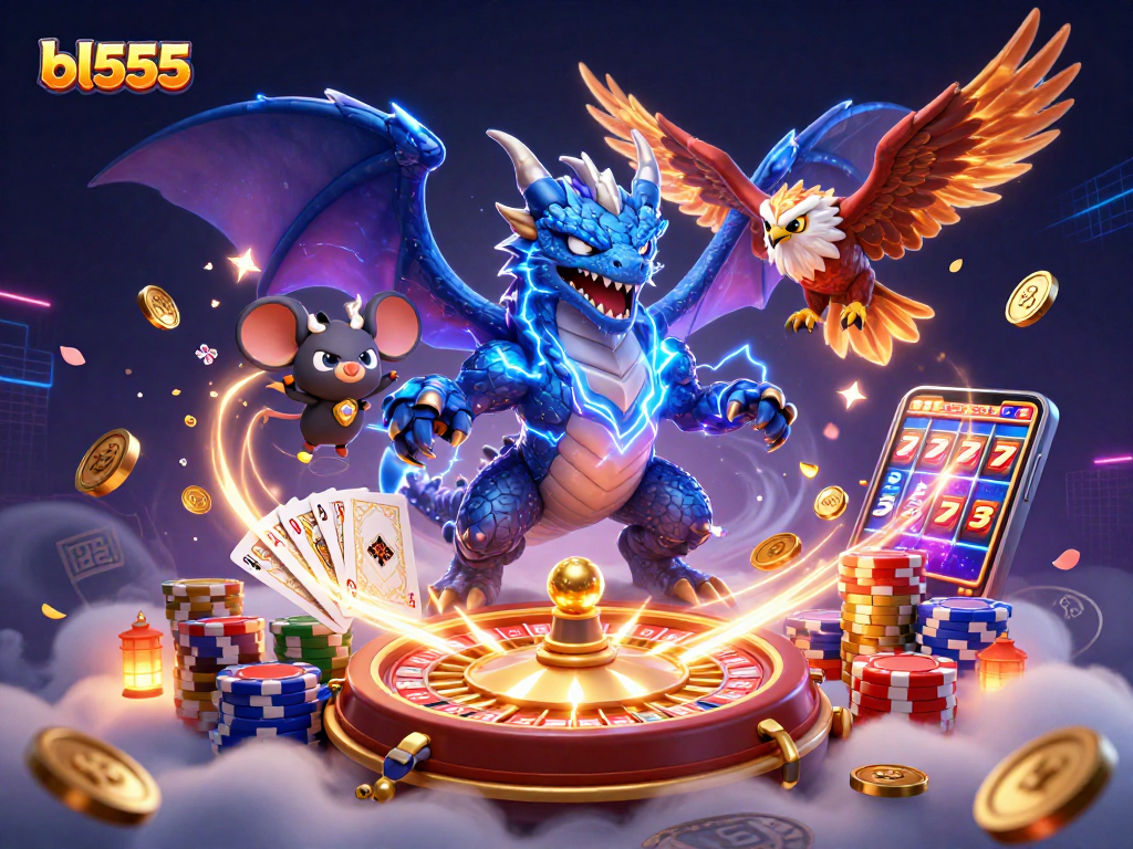 Spin and win at bl555 with a vibrant scene illustrating thrilling gaming excitement.