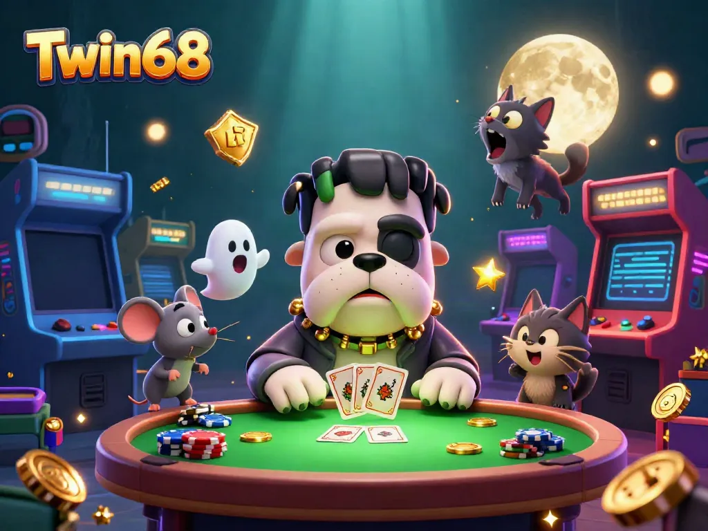 Experience thrilling gambling at Twin68 with a ghost mouse, a Frankenstein bulldog dealer, and a werewolf kitten.