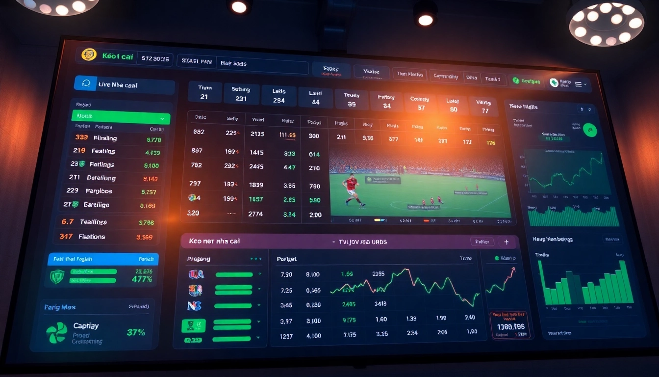 Engaging dashboard for keo nha cai showcasing live betting odds and statistics.