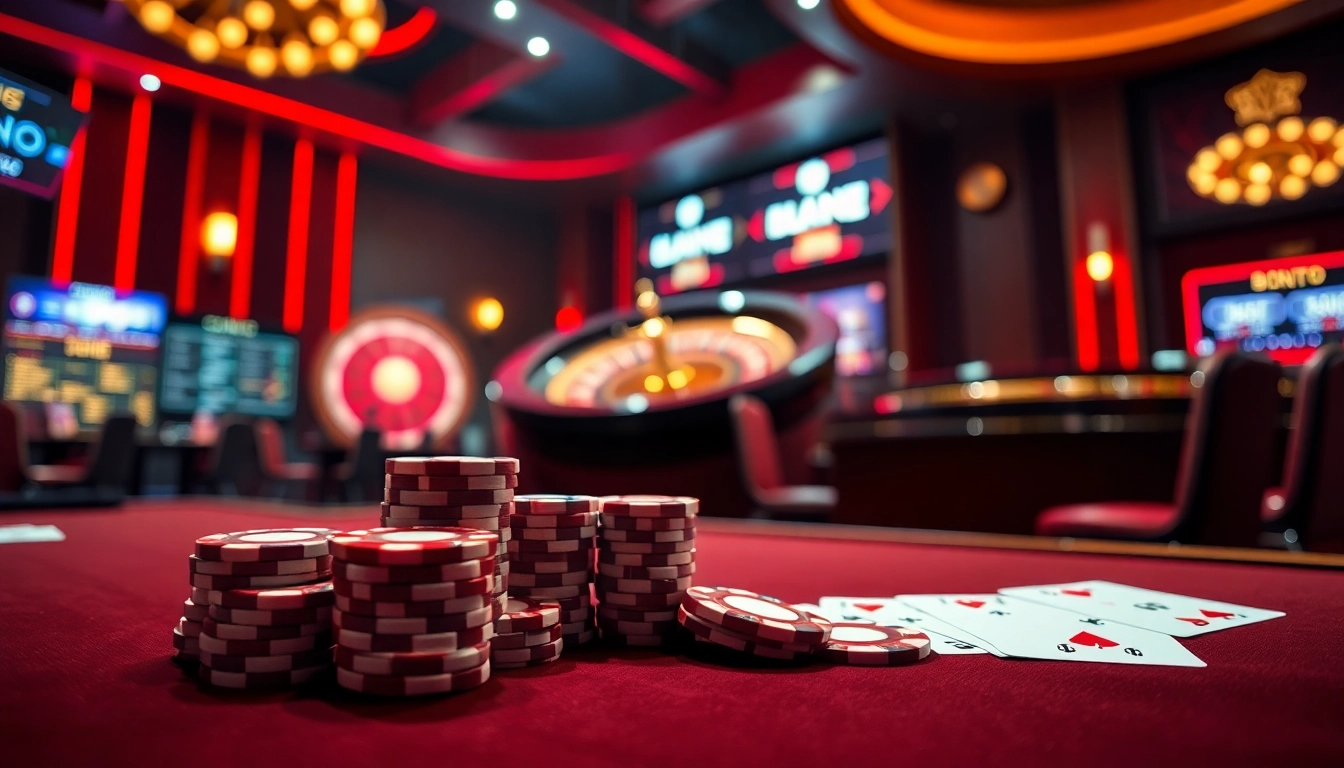 Experience the thrill of nhà cái du88 with vibrant gaming tables and exciting roulette action in a luxurious casino setting.