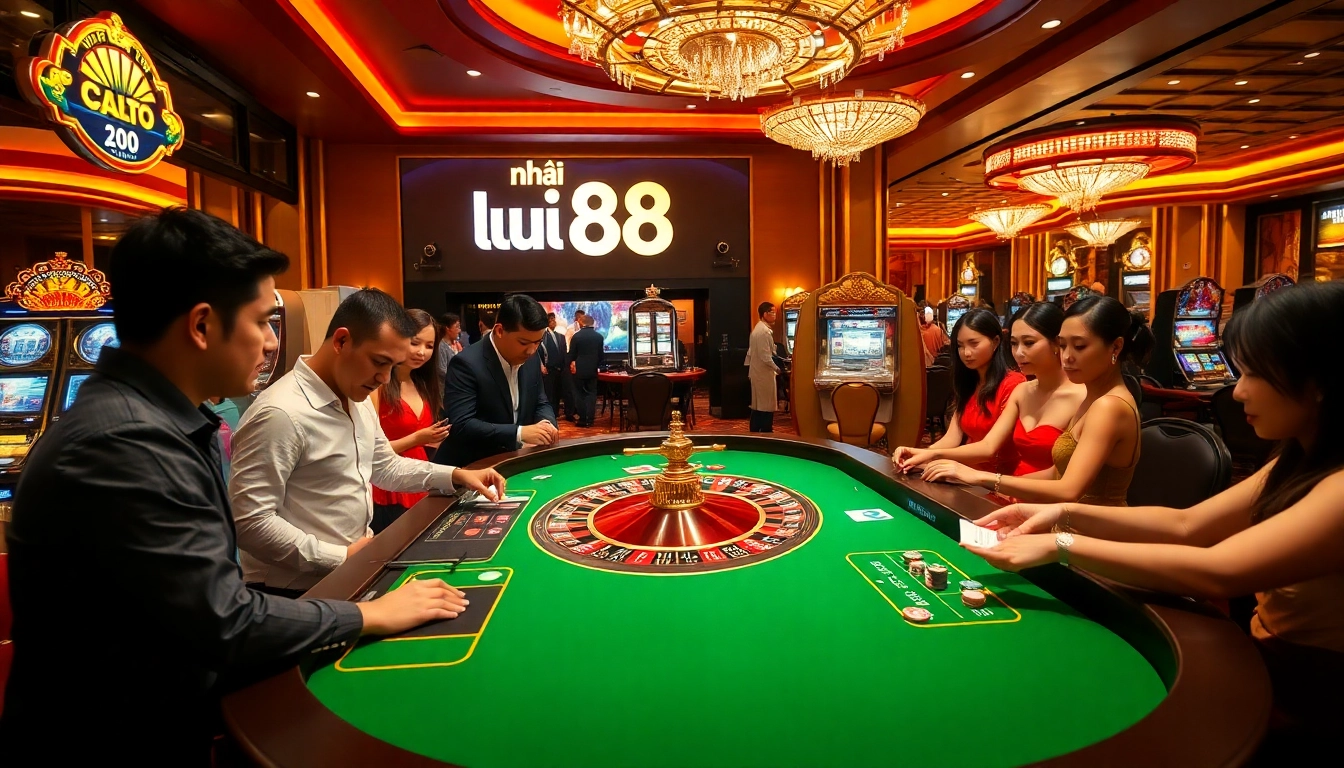 Exciting betting action at nhà cái lu88's roulette table, offering a glamorous gambling experience.