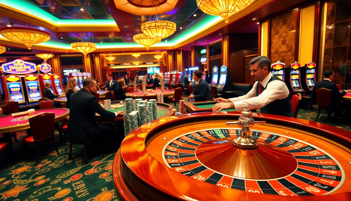 Engage in thrilling roulette at a luxurious casino inspired by https://nhacaiuytinvn.us.com/, featuring vibrant poker chips and a dynamic dealer.