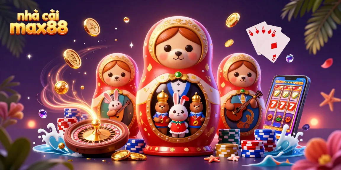 Experience the thrill of nhà cái max88 with vibrant casino elements and lively characters bringing the games to life.