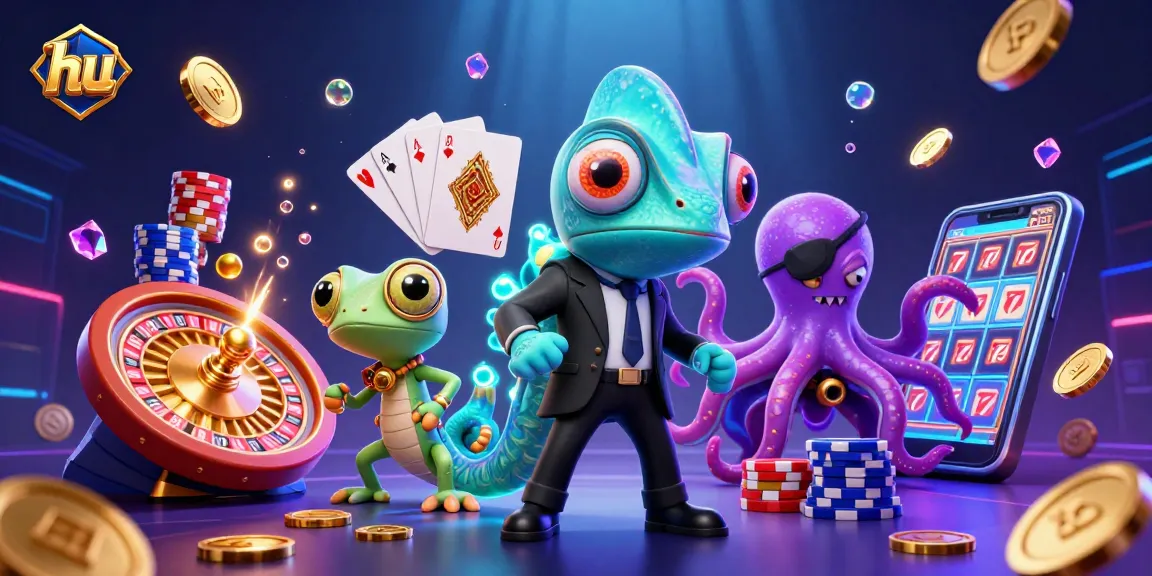Engage in thrilling gameplay at hu with vibrant characters amidst golden coins and a roulette wheel.
