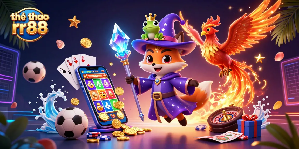 Experience sports betting action with thể thao rr88 in a colorful 3D casino environment.