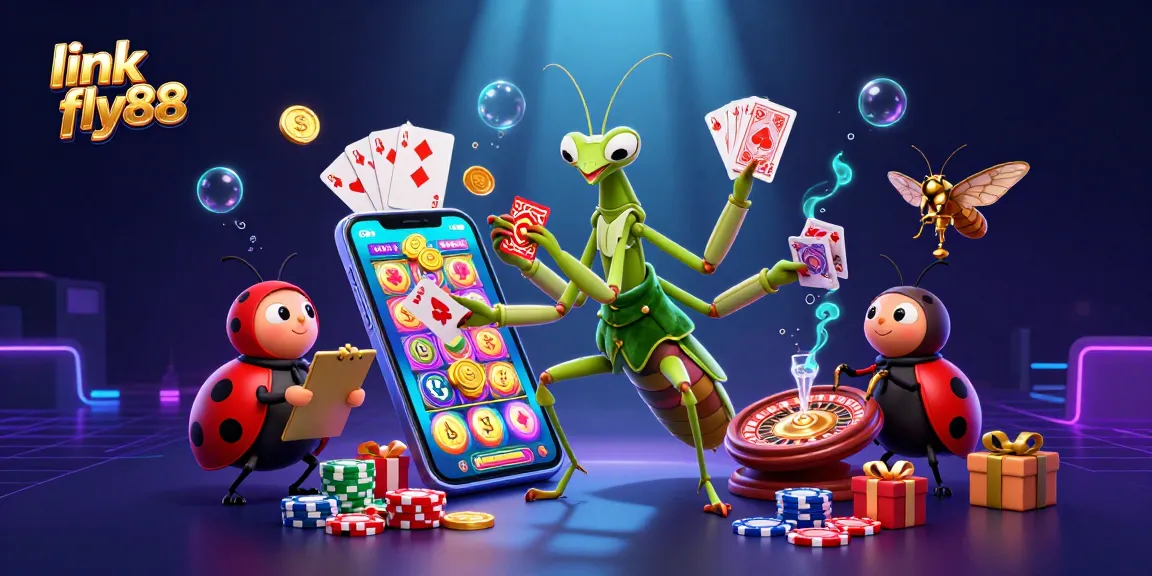 Engage with link fly88 in a vibrant 3D casino scene showcasing dynamic games and festive elements.
