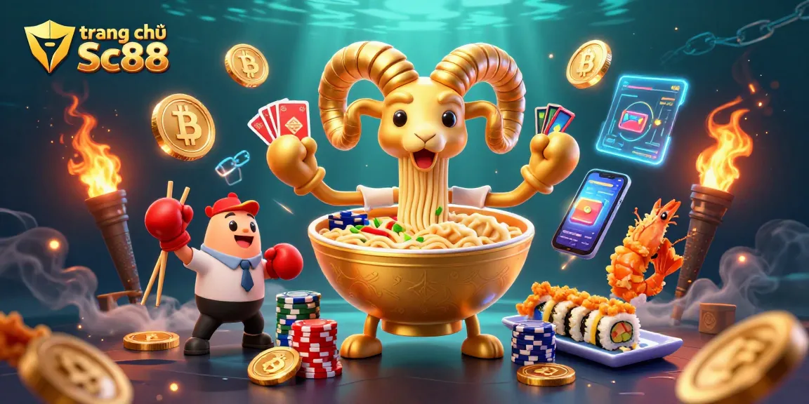 Engage in exciting gaming at trang chủ Sc88 with vibrant casino characters and digital crypto elements.